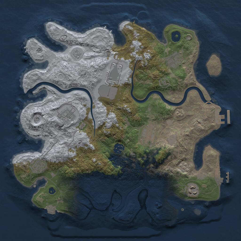 Rust Map: Procedural Map, Size: 3500, Seed: 406008, 14 Monuments