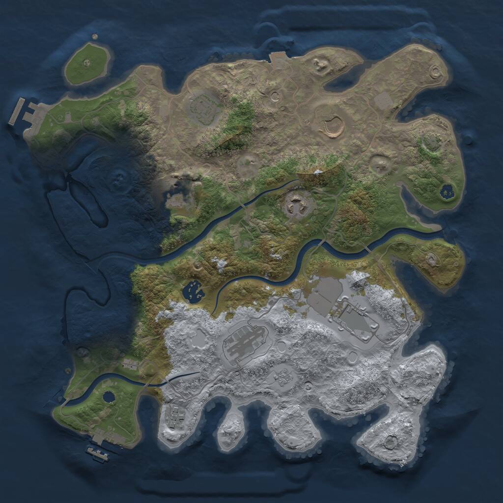 Rust Map: Procedural Map, Size: 3500, Seed: 94194650, 14 Monuments