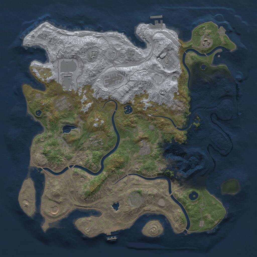 Rust Map: Procedural Map, Size: 4300, Seed: 1967503734, 17 Monuments