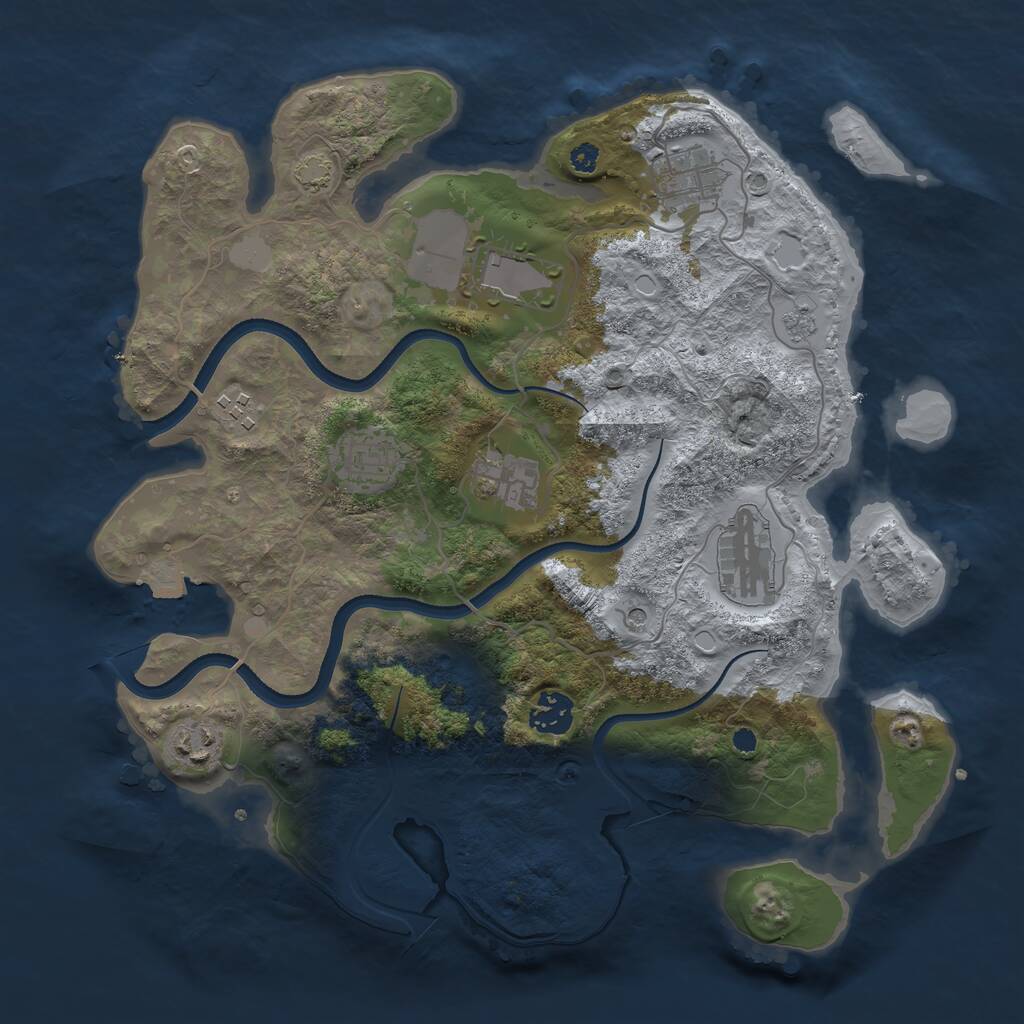 Rust Map: Procedural Map, Size: 3500, Seed: 1654783782, 12 Monuments