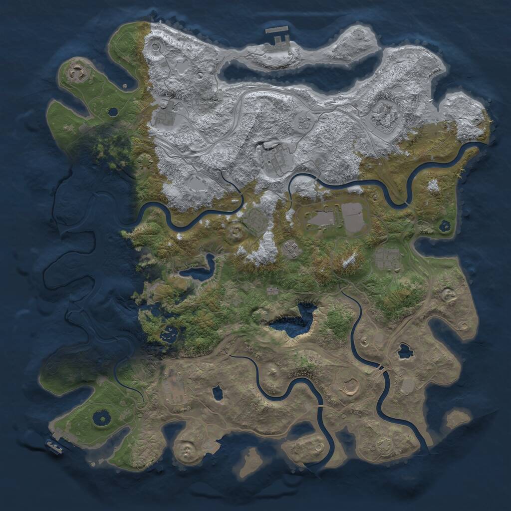 Rust Map: Procedural Map, Size: 4500, Seed: 1919567214, 17 Monuments