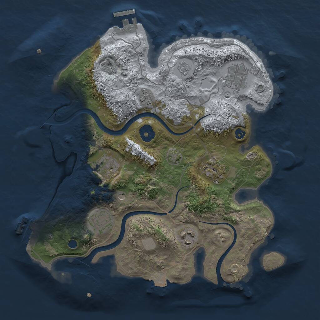 Rust Map: Procedural Map, Size: 3000, Seed: 16897, 12 Monuments