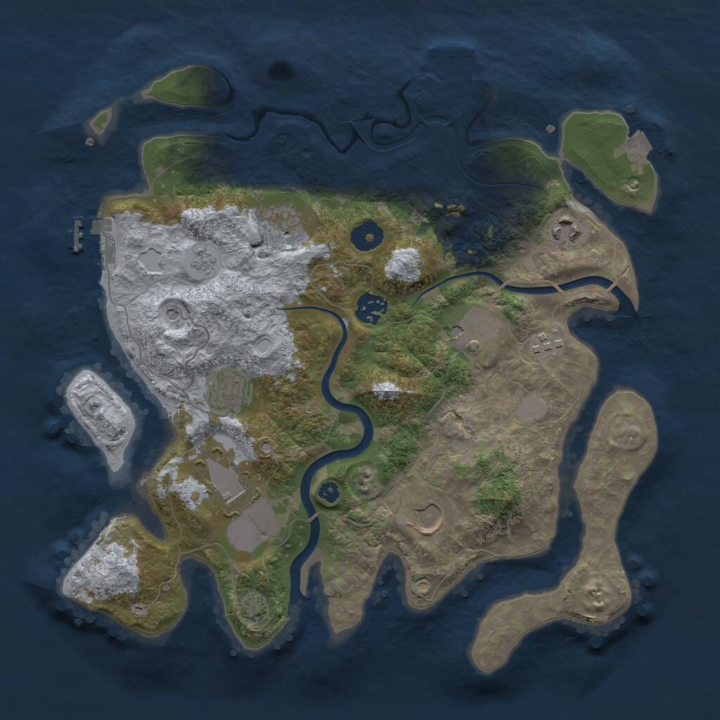 Rust Map: Procedural Map, Size: 3500, Seed: 54598, 14 Monuments