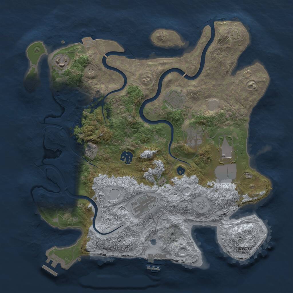 Rust Map: Procedural Map, Size: 3500, Seed: 1996977051, 13 Monuments