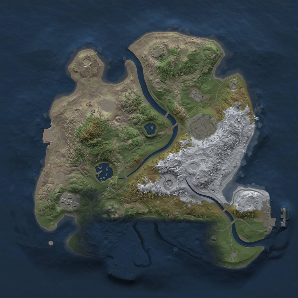 Rust Map: Procedural Map, Size: 2500, Seed: 19917771, 8 Monuments