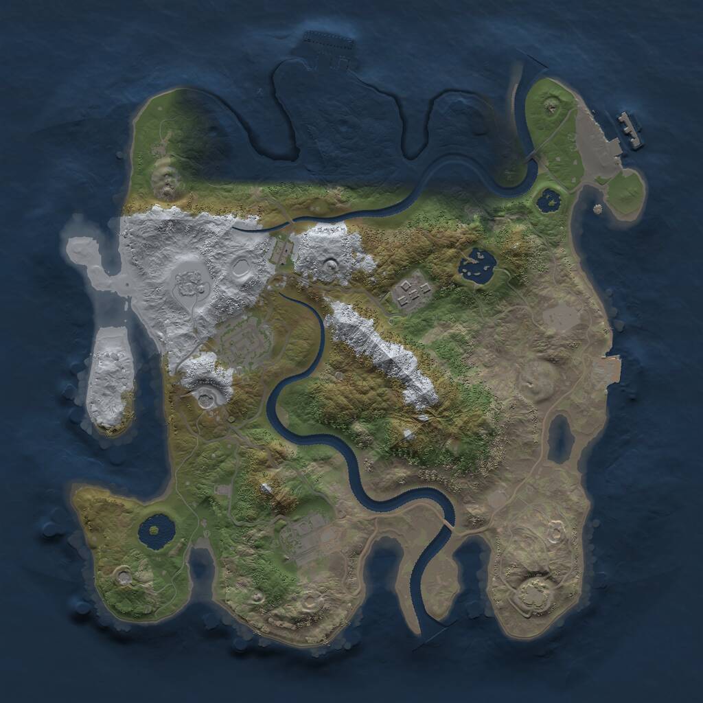 Rust Map: Procedural Map, Size: 3000, Seed: 364680, 10 Monuments