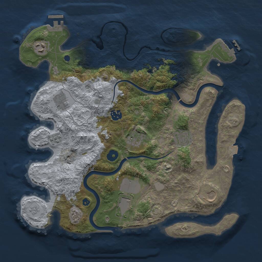 Rust Map: Procedural Map, Size: 3500, Seed: 163493332, 14 Monuments