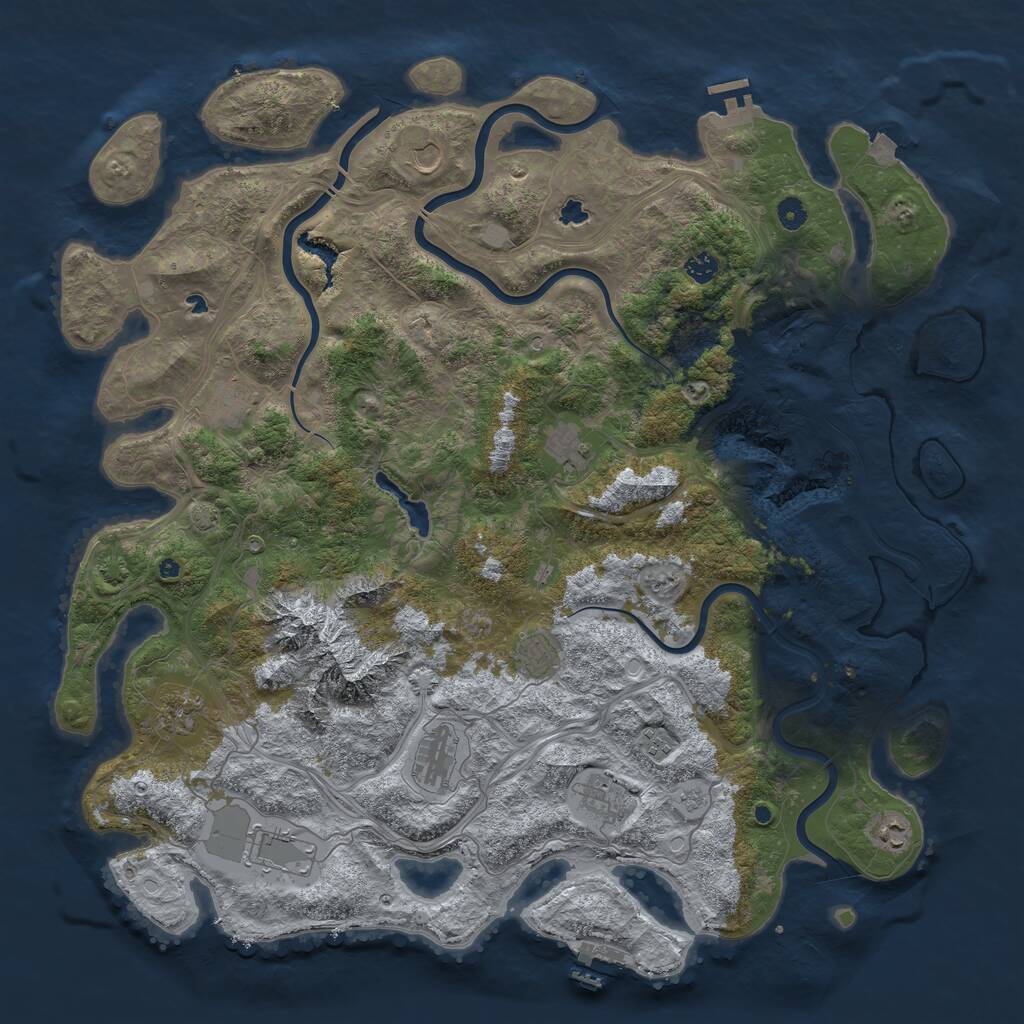 Rust Map: Procedural Map, Size: 5000, Seed: 242499454, 17 Monuments