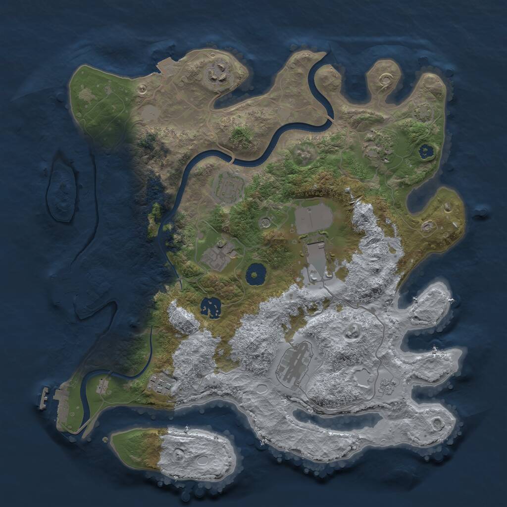 Rust Map: Procedural Map, Size: 3500, Seed: 1836345630, 14 Monuments