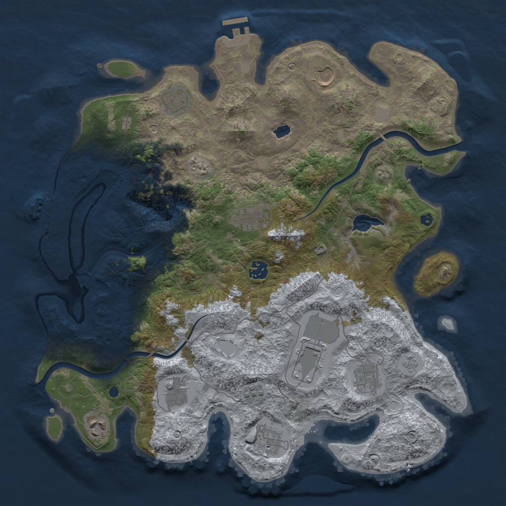Rust Map: Procedural Map, Size: 4000, Seed: 45878, 16 Monuments