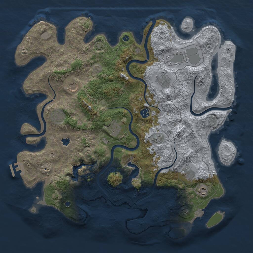 Rust Map: Procedural Map, Size: 4096, Seed: 1664645875, 14 Monuments