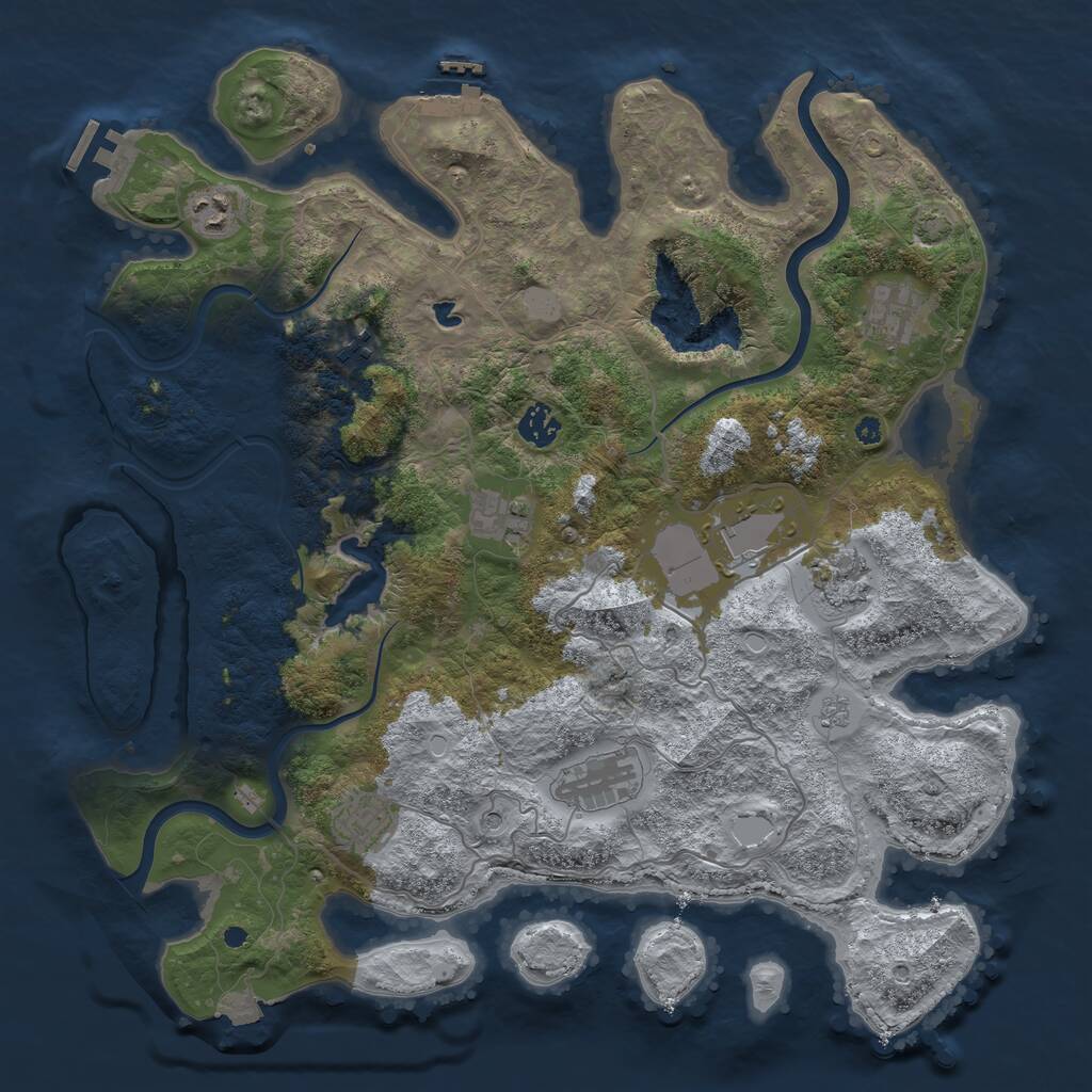 Rust Map: Procedural Map, Size: 4000, Seed: 156432119, 15 Monuments