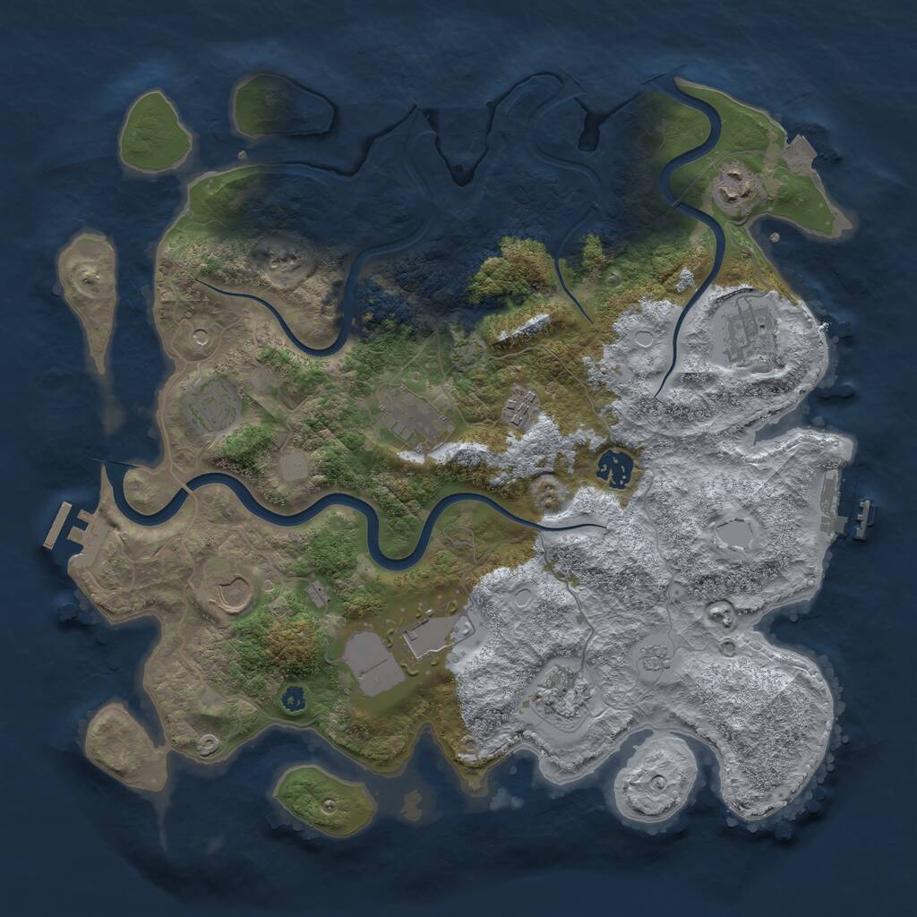 Rust Map: Procedural Map, Size: 3750, Seed: 1275235060, 15 Monuments