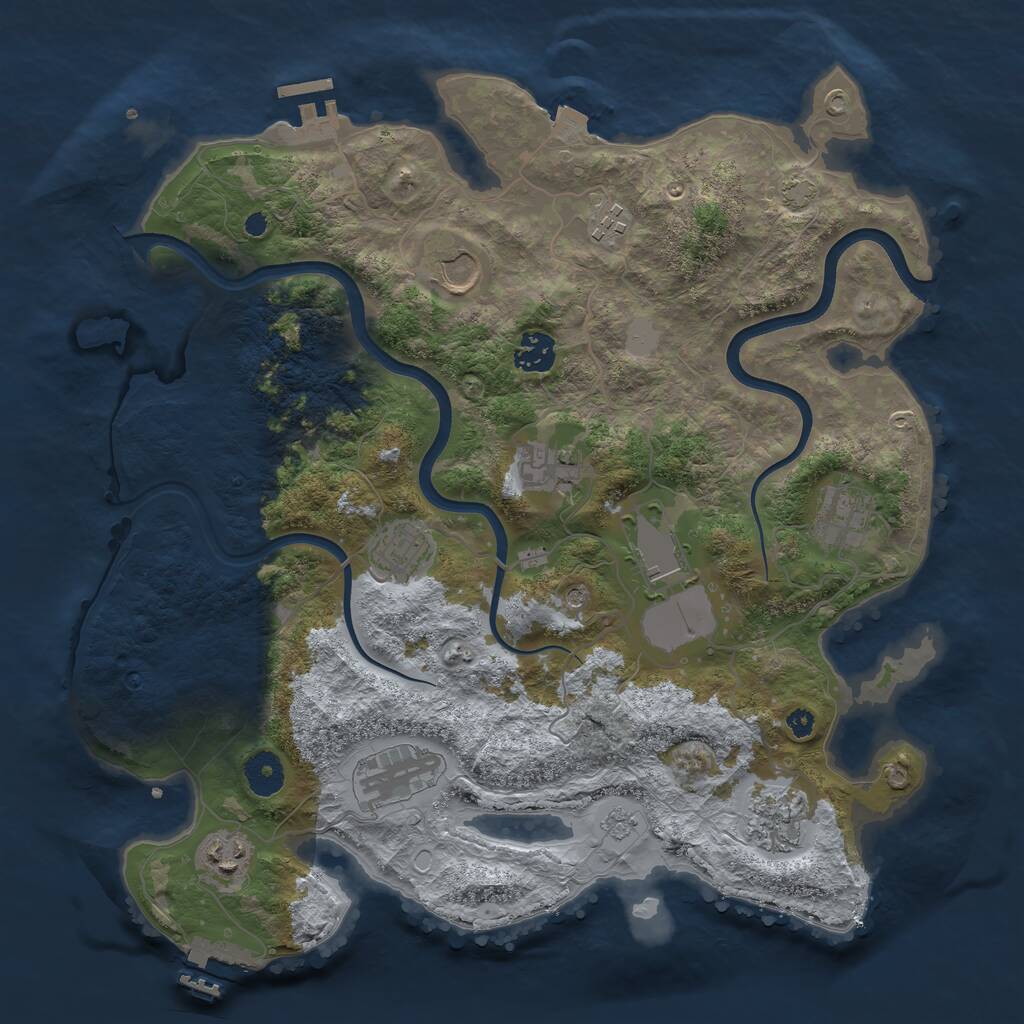 Rust Map: Procedural Map, Size: 3700, Seed: 1947628861, 16 Monuments