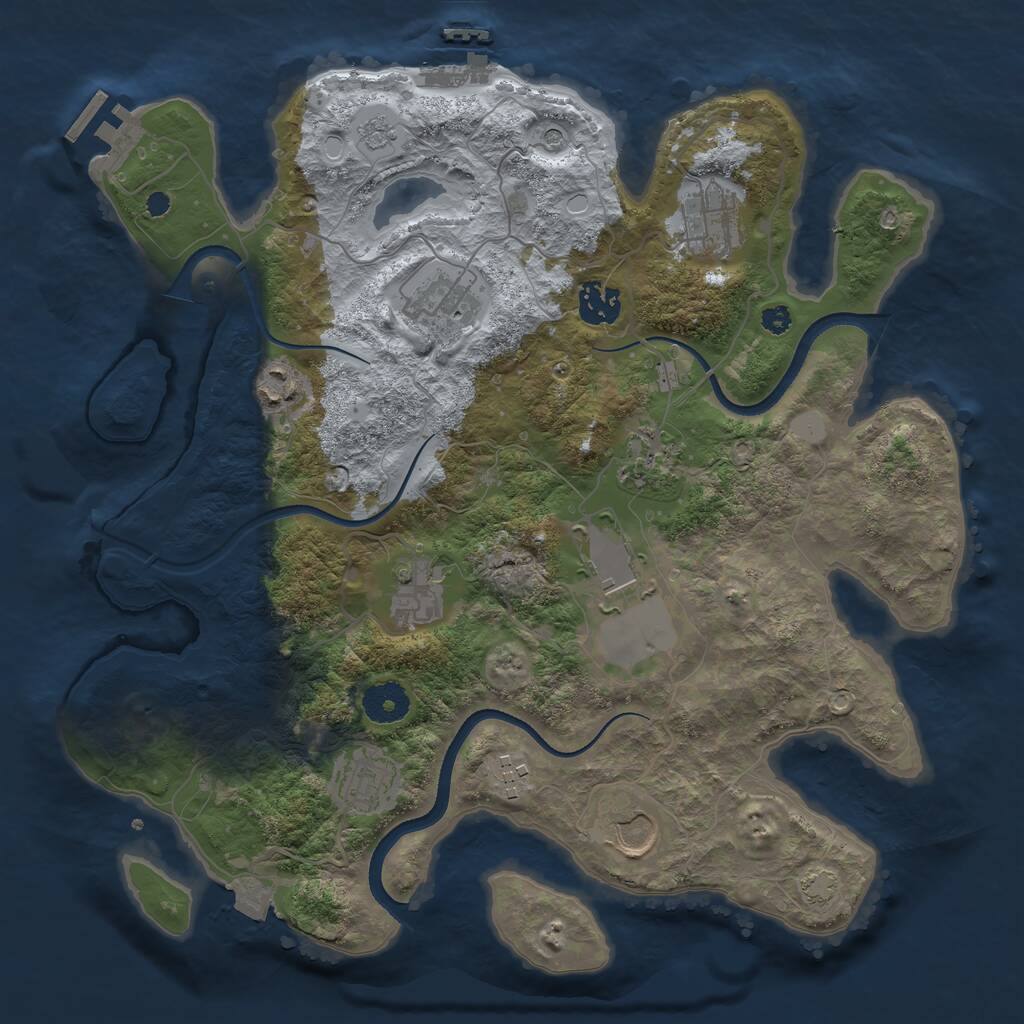 Rust Map: Procedural Map, Size: 3500, Seed: 1033738669, 16 Monuments