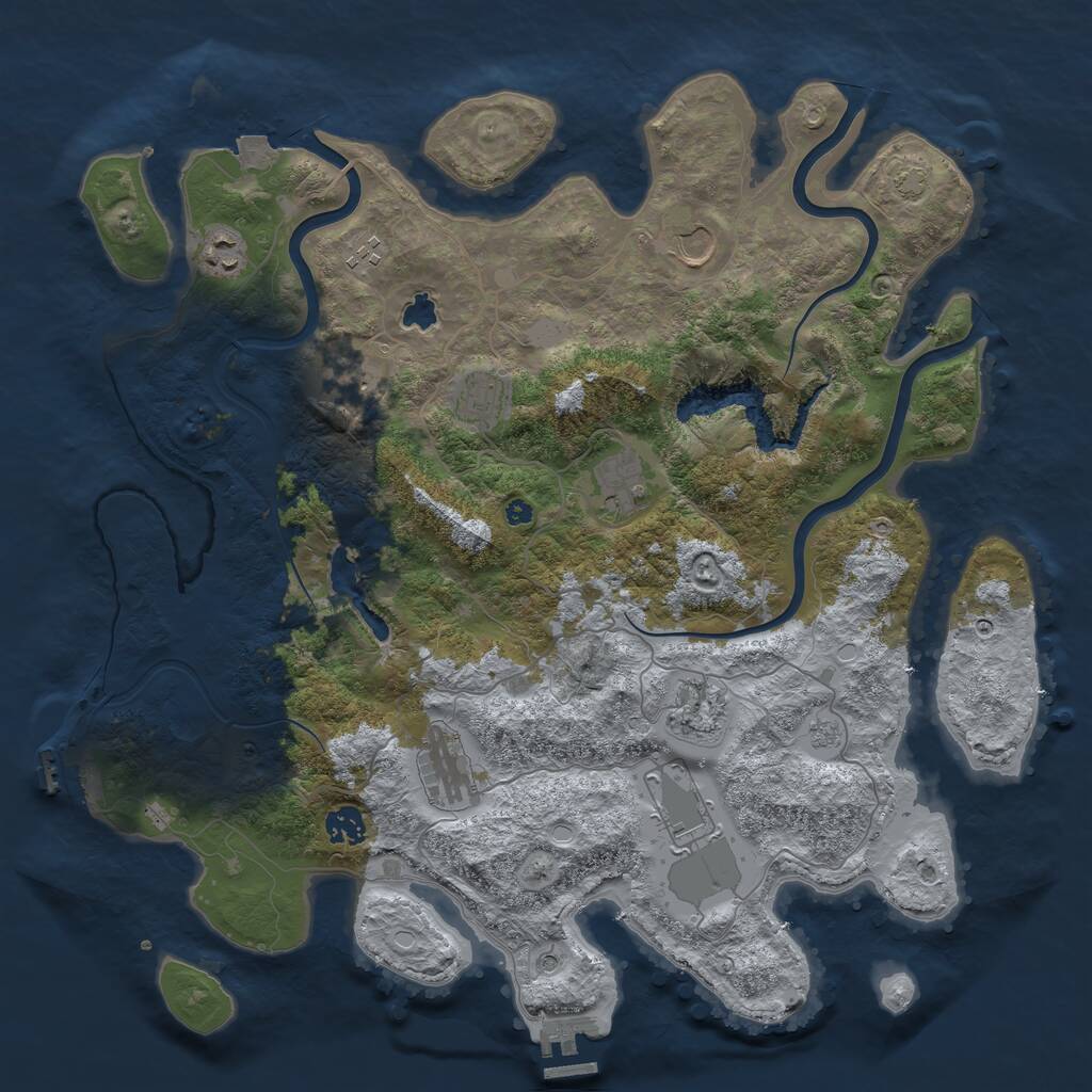 Rust Map: Procedural Map, Size: 4100, Seed: 826114725, 16 Monuments