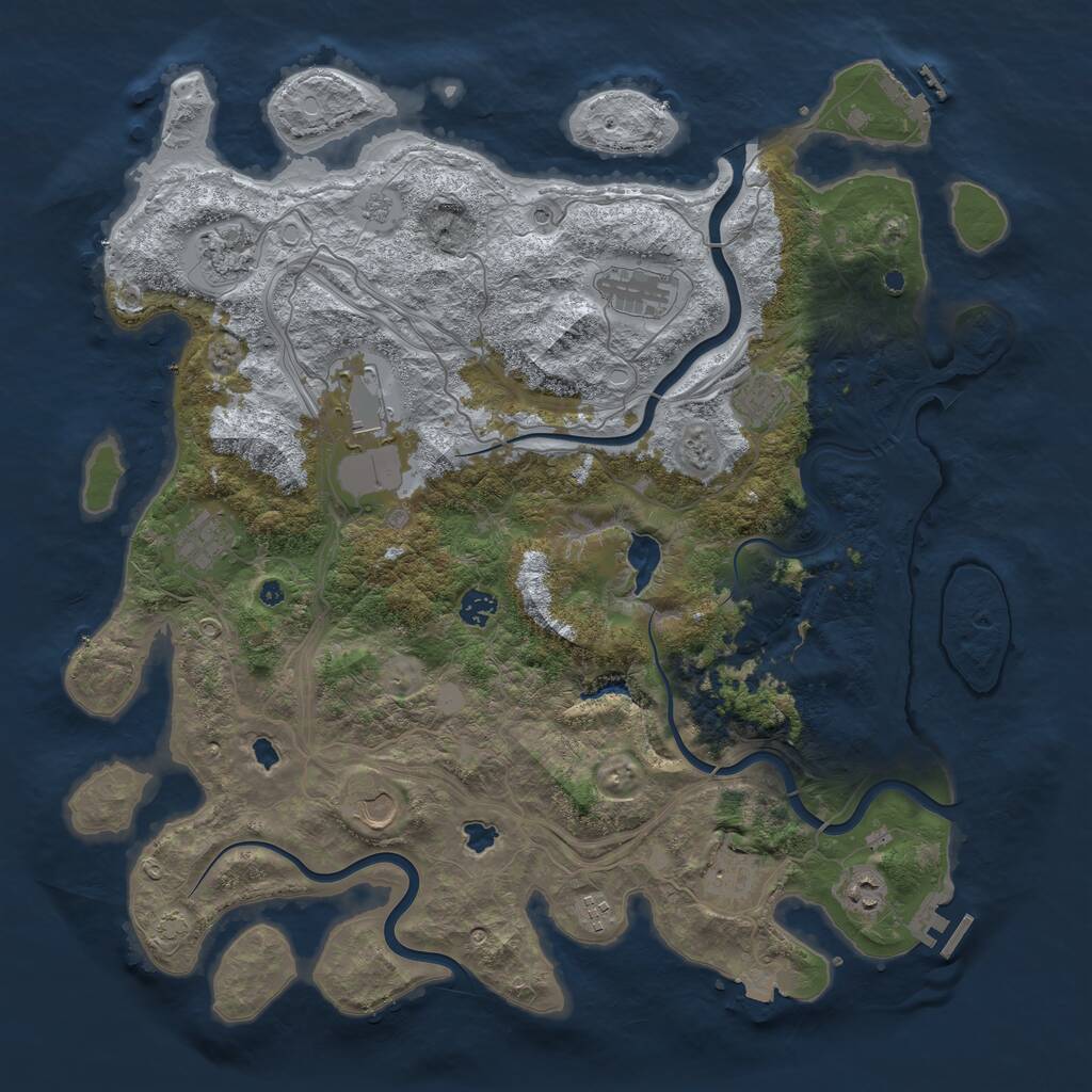 Rust Map: Procedural Map, Size: 4500, Seed: 498735007, 16 Monuments