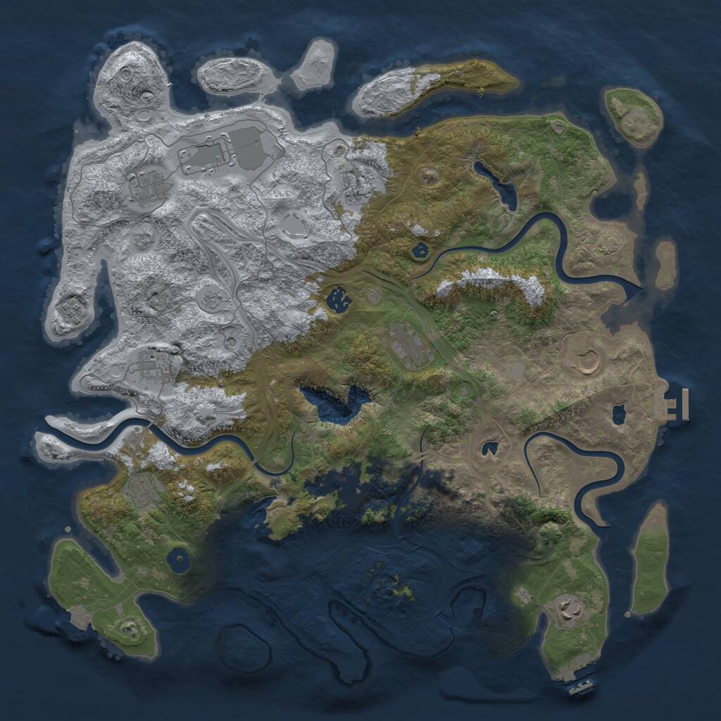 Rust Map: Procedural Map, Size: 4500, Seed: 32529, 17 Monuments