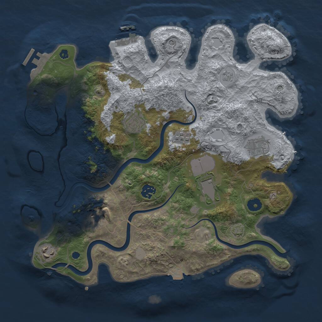 Rust Map: Procedural Map, Size: 3500, Seed: 1200757448, 13 Monuments