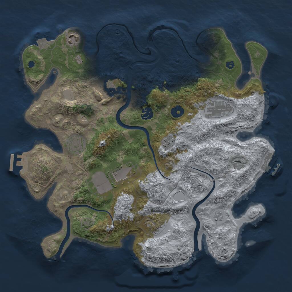 Rust Map: Procedural Map, Size: 3500, Seed: 34185542, 14 Monuments