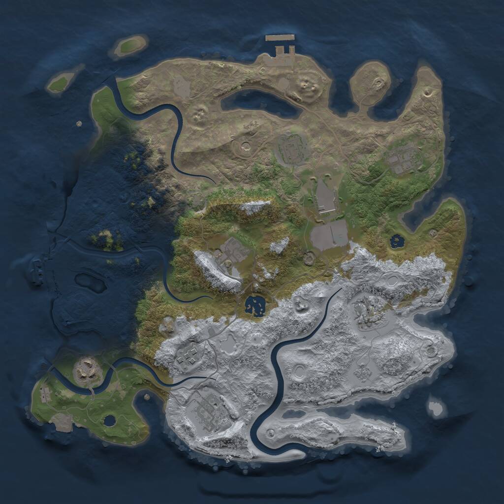 Rust Map: Procedural Map, Size: 3500, Seed: 7511854, 15 Monuments