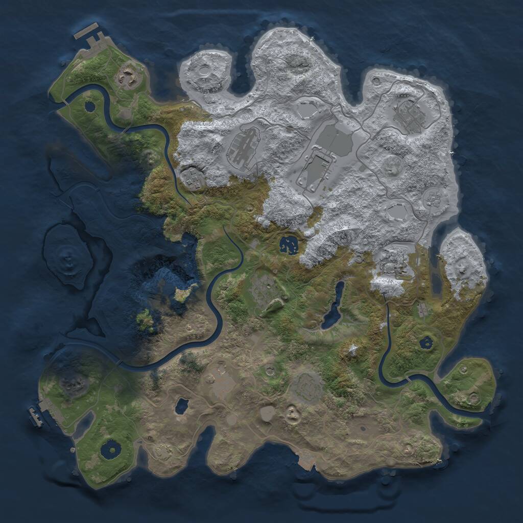 Rust Map: Procedural Map, Size: 4000, Seed: 1044470895, 16 Monuments
