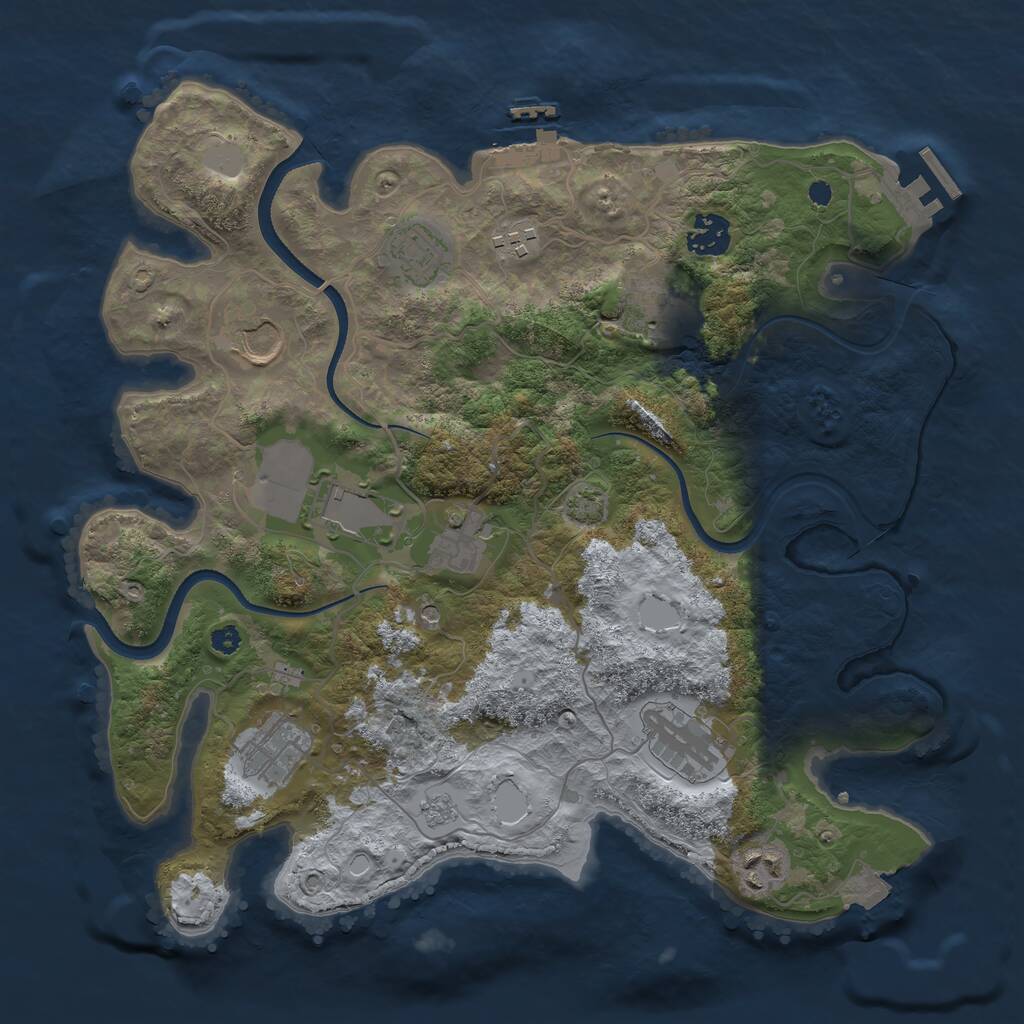 Rust Map: Procedural Map, Size: 3500, Seed: 51508, 16 Monuments