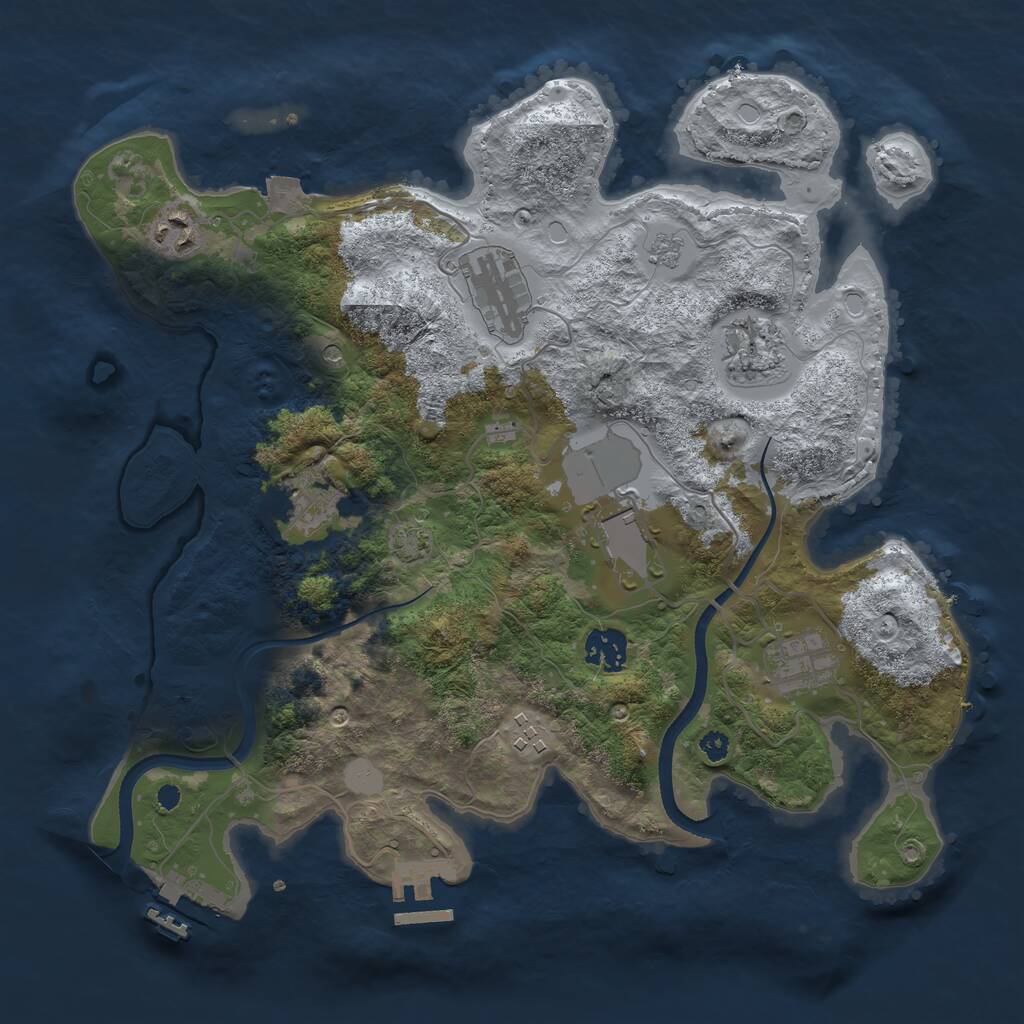 Rust Map: Procedural Map, Size: 3500, Seed: 48258622, 14 Monuments