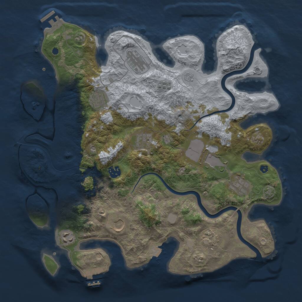 Rust Map: Procedural Map, Size: 3700, Seed: 1735725669, 16 Monuments