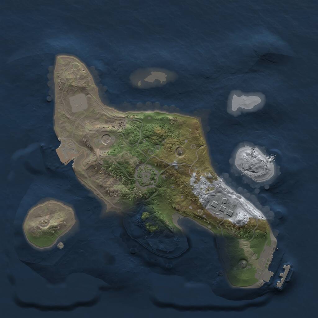 Rust Map: Procedural Map, Size: 2000, Seed: 1216, 5 Monuments
