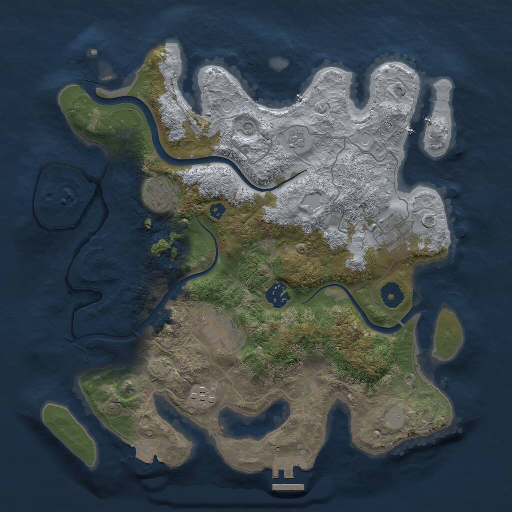 Rust Map: Procedural Map, Size: 3250, Seed: 1217497737, 10 Monuments