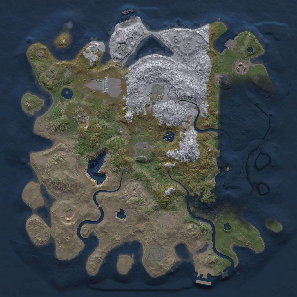 Rust Map: Procedural Map, Size: 4000, Seed: 834527196, 16 Monuments