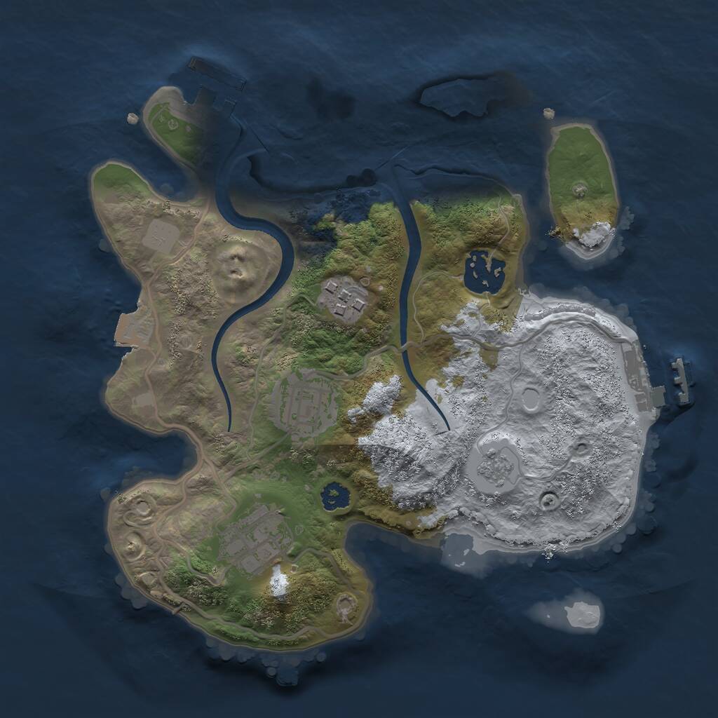 Rust Map: Procedural Map, Size: 2500, Seed: 847291, 8 Monuments