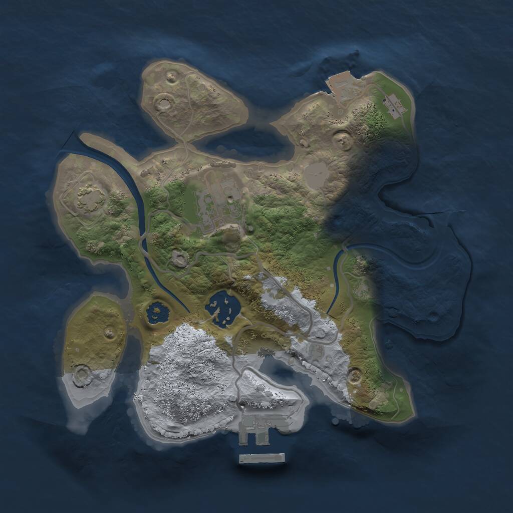 Rust Map: Procedural Map, Size: 2270, Seed: 1853496501, 5 Monuments