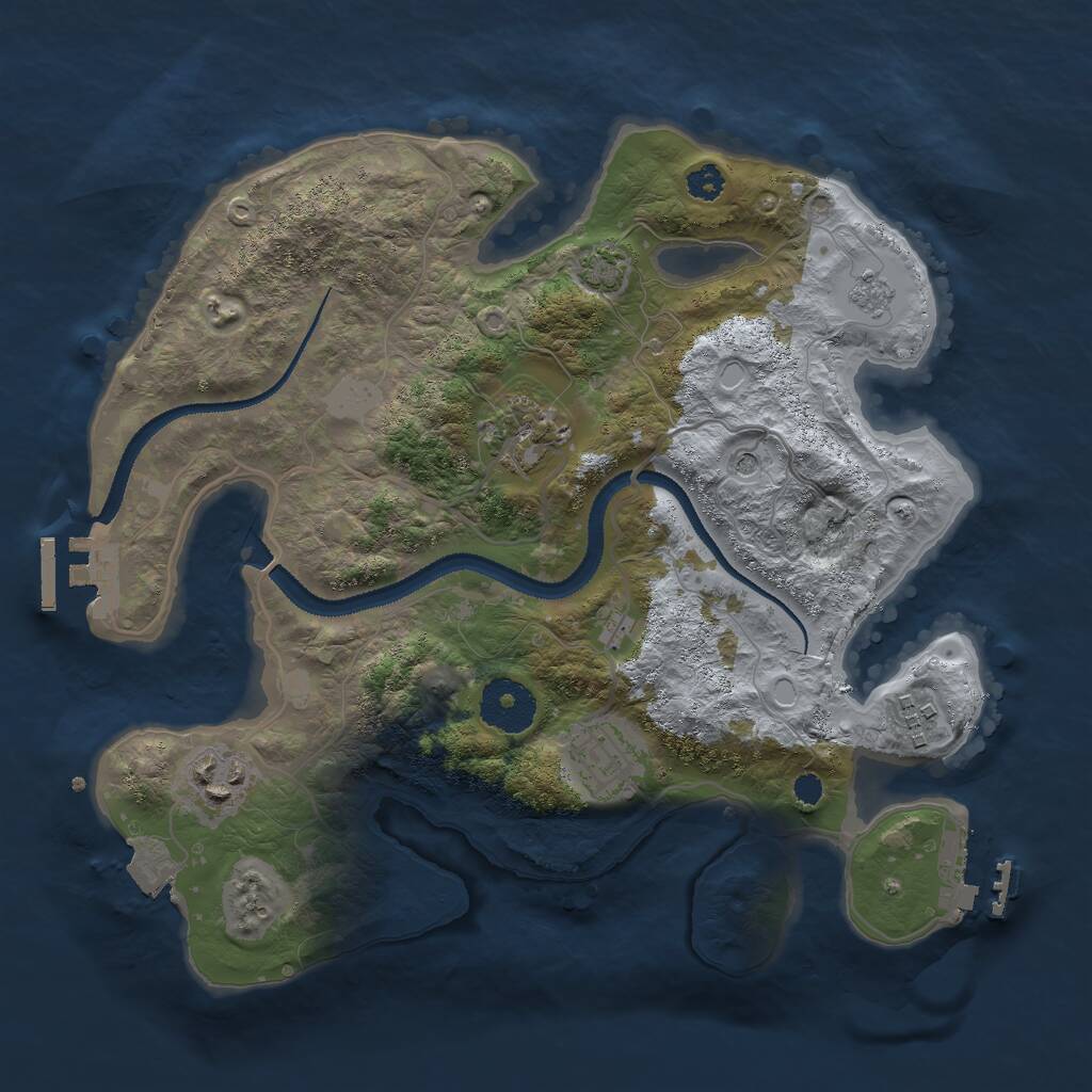 Rust Map: Procedural Map, Size: 3000, Seed: 1614718648, 10 Monuments