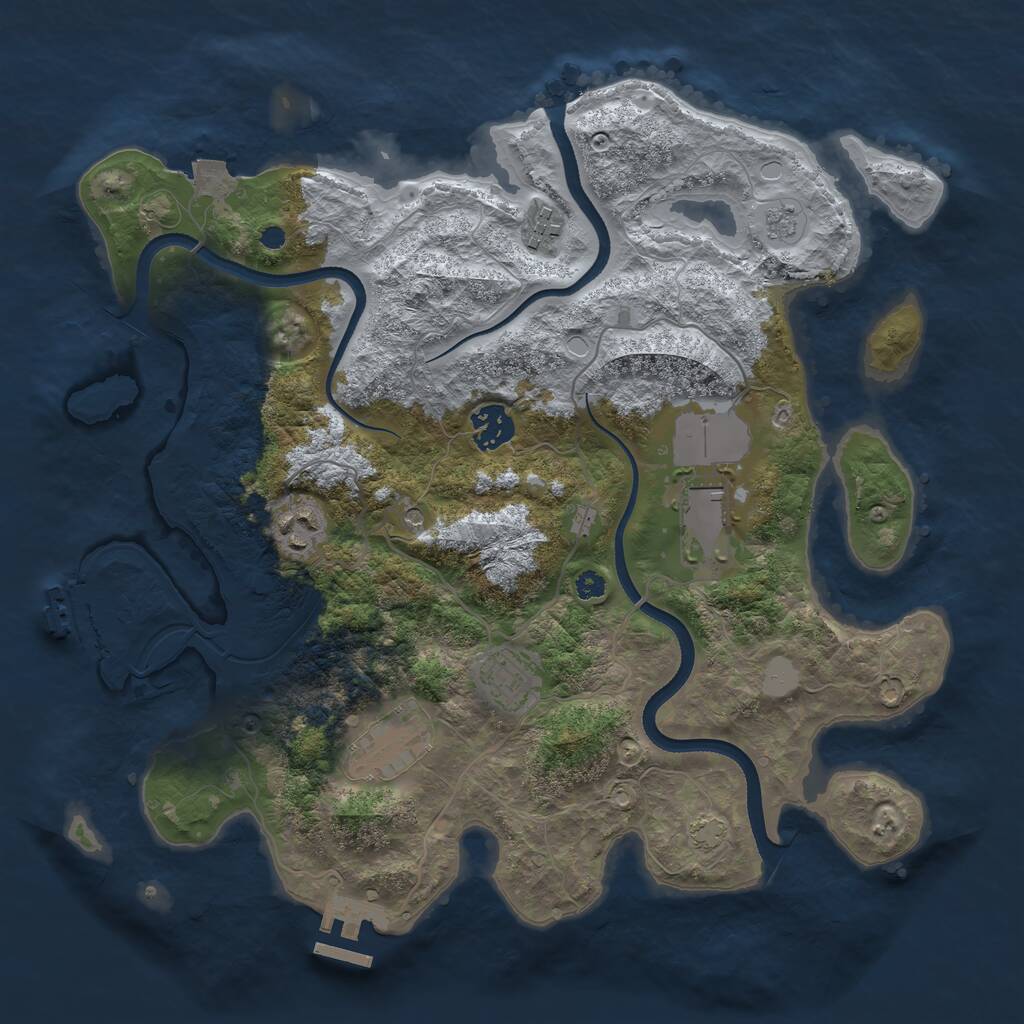 Rust Map: Procedural Map, Size: 3500, Seed: 2131017513, 12 Monuments