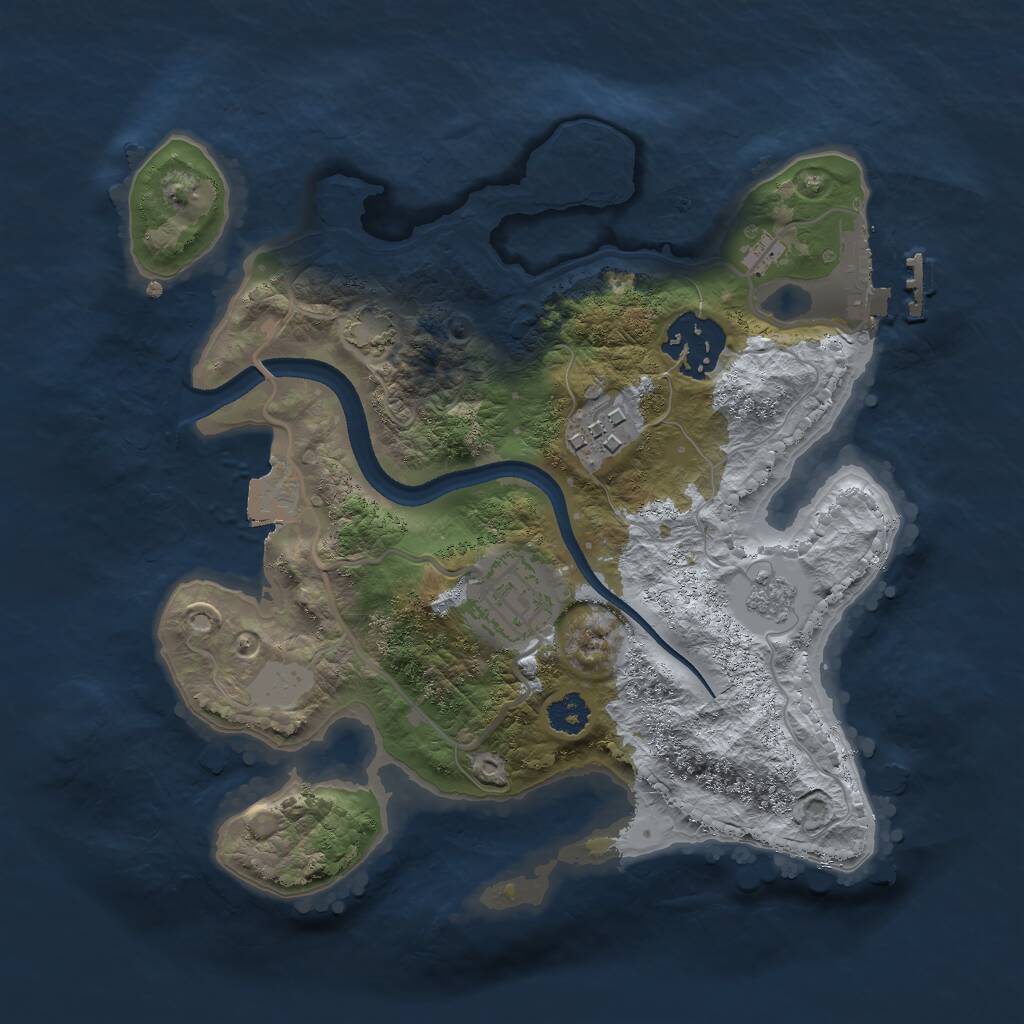 Rust Map: Procedural Map, Size: 2499, Seed: 1499065661, 7 Monuments