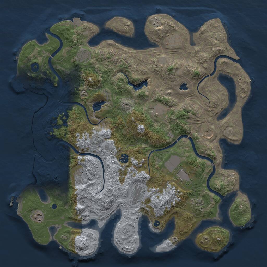 Rust Map: Procedural Map, Size: 4300, Seed: 1206848232, 17 Monuments
