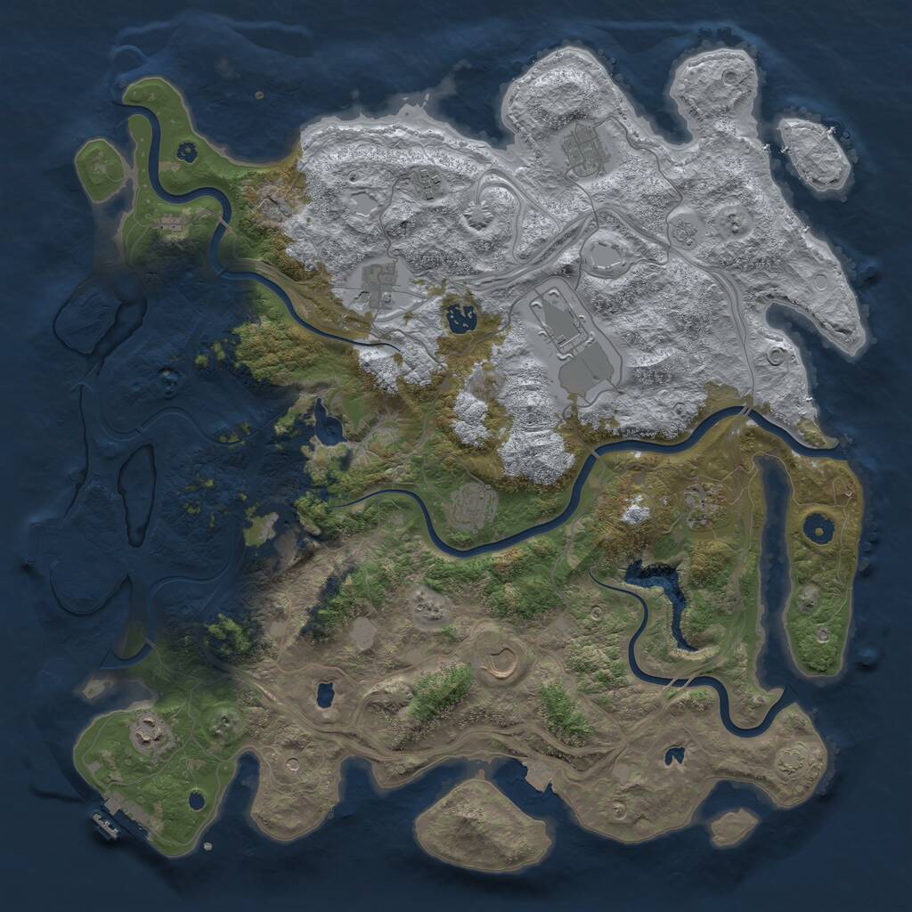 Rust Map: Procedural Map, Size: 4500, Seed: 25153, 16 Monuments