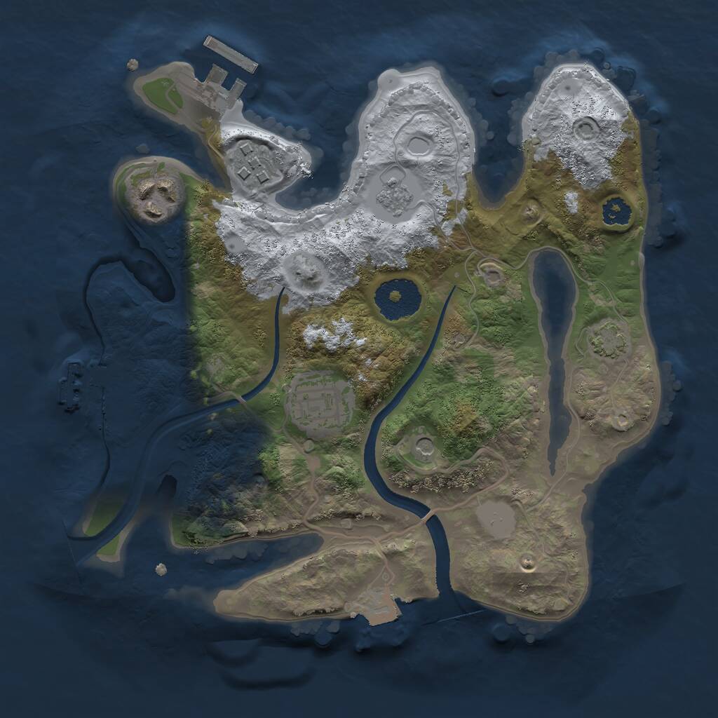 Rust Map: Procedural Map, Size: 2500, Seed: 1008431846, 9 Monuments