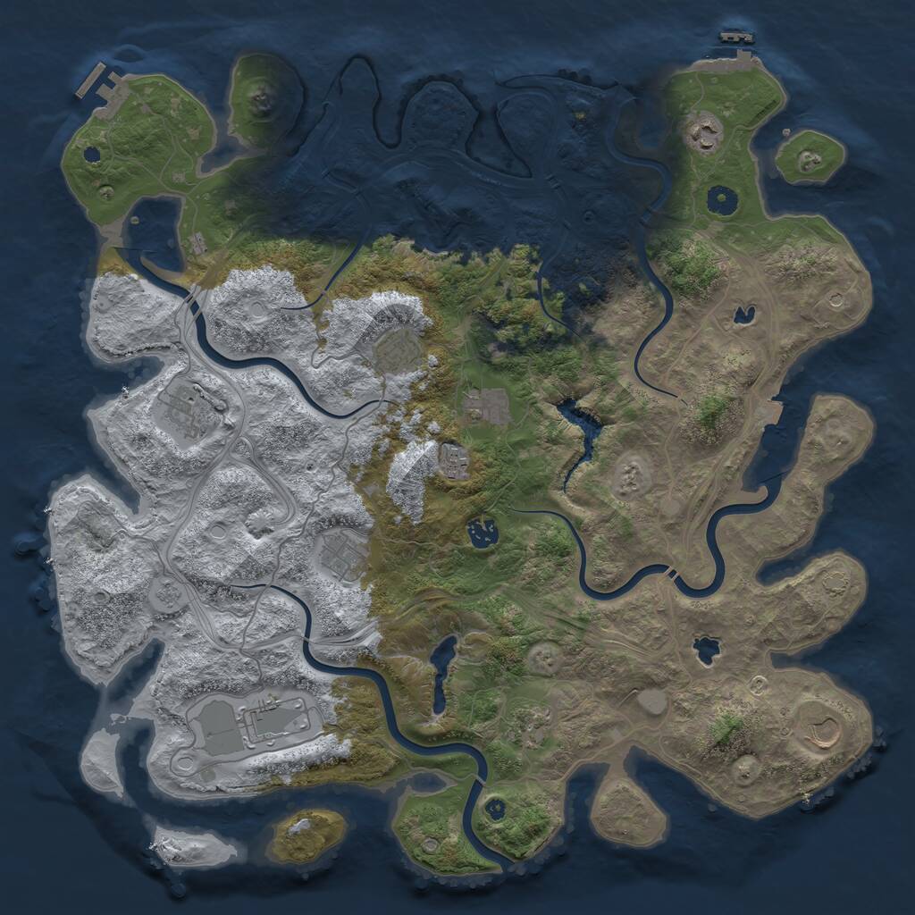 Rust Map: Procedural Map, Size: 4500, Seed: 650967871, 16 Monuments