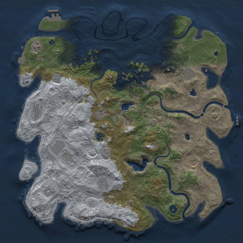 Rust Map: Procedural Map, Size: 4500, Seed: 1366458243, 17 Monuments