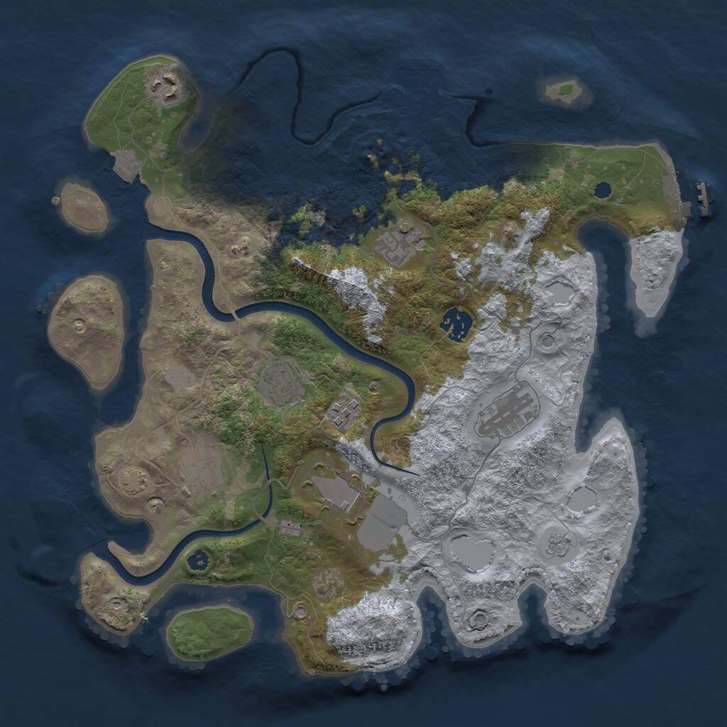 Rust Map: Procedural Map, Size: 3500, Seed: 521432, 14 Monuments
