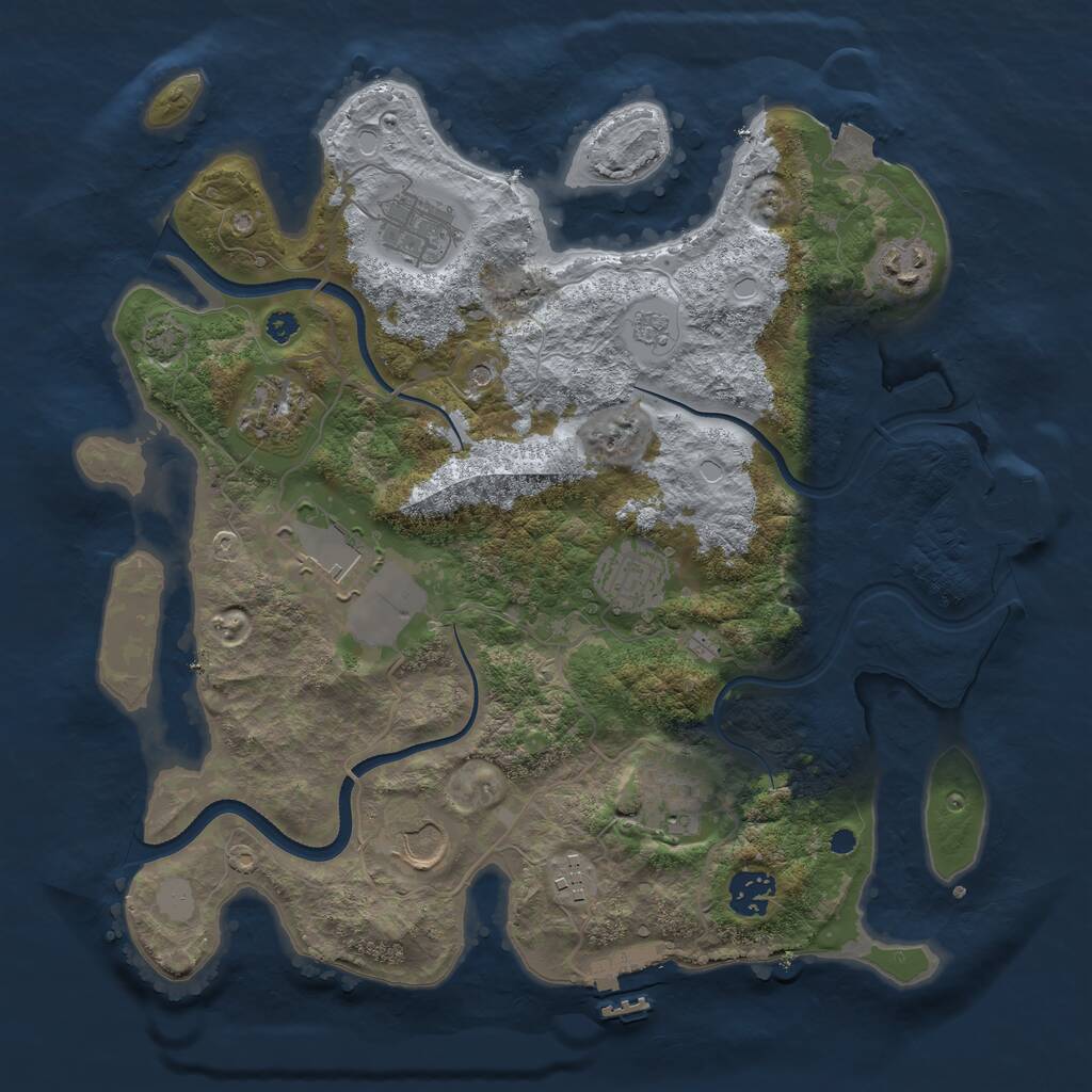 Rust Map: Procedural Map, Size: 3500, Seed: 995523042, 15 Monuments