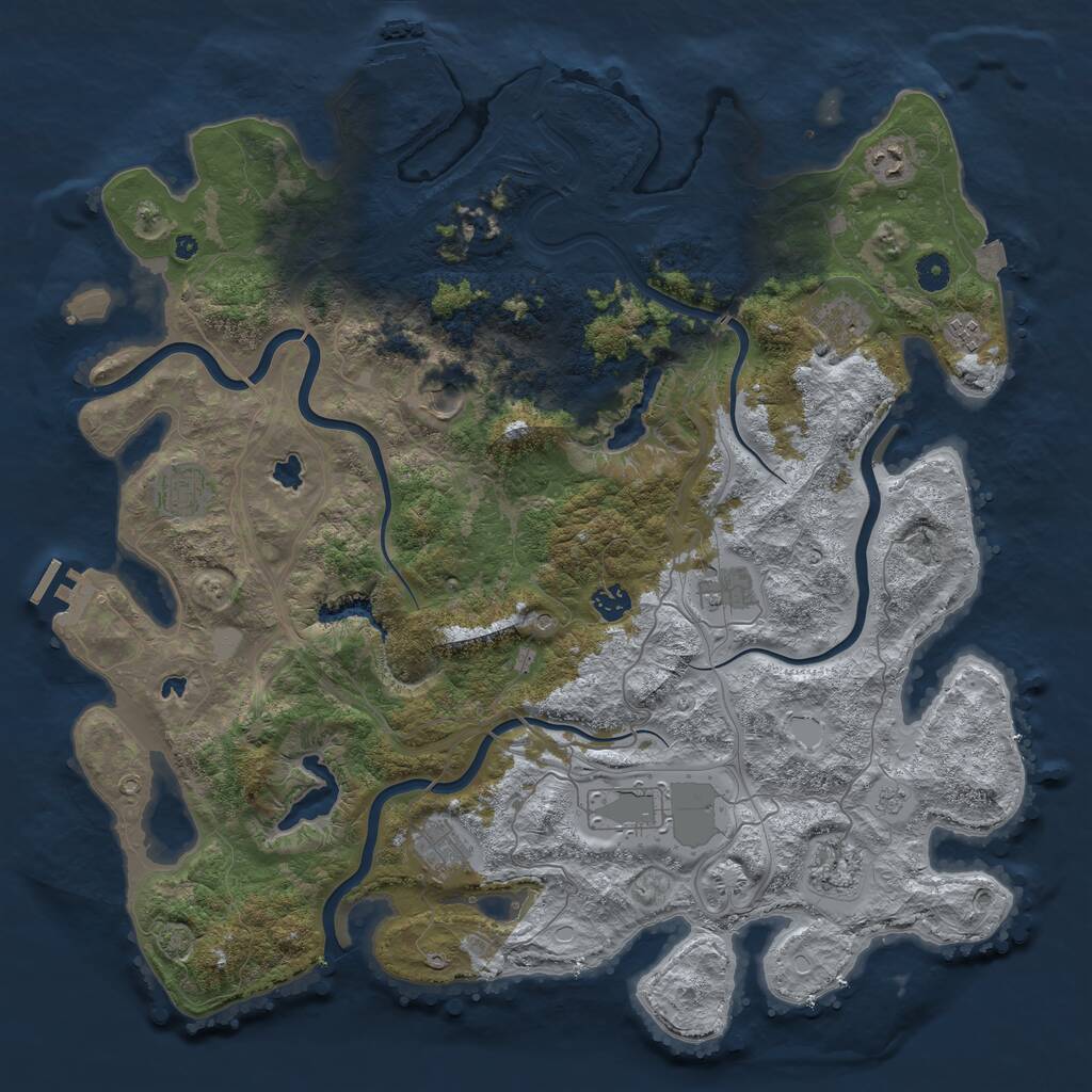 Rust Map: Procedural Map, Size: 4500, Seed: 53512369, 16 Monuments