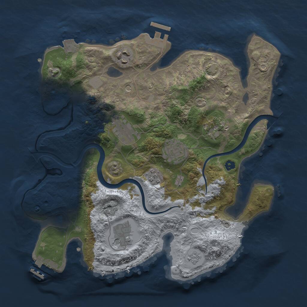 Rust Map: Procedural Map, Size: 3000, Seed: 85396, 12 Monuments