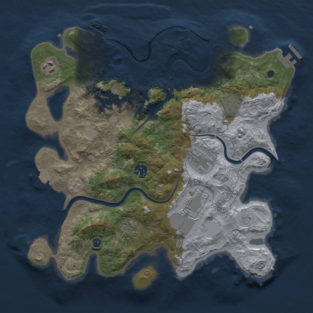 Rust Map: Procedural Map, Size: 3500, Seed: 2783841, 14 Monuments
