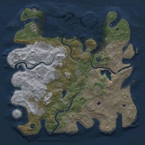 Thumbnail Rust Map: Procedural Map, Size: 4500, Seed: 343436674, 17 Monuments
