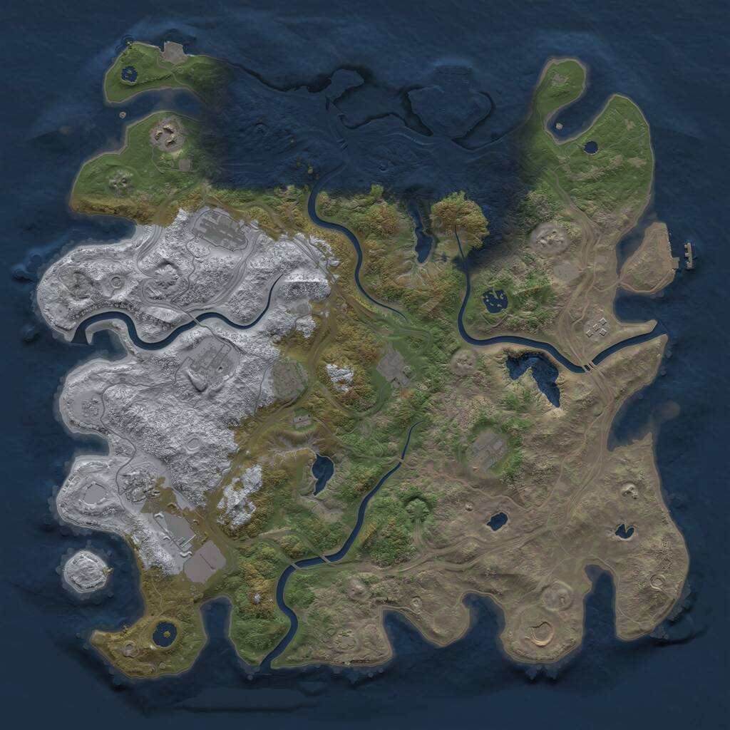 Rust Map: Procedural Map, Size: 4500, Seed: 343436674, 17 Monuments