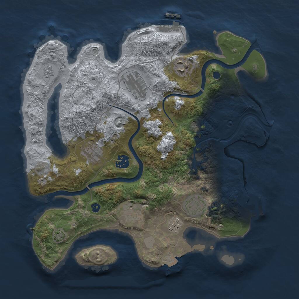 Rust Map: Procedural Map, Size: 3200, Seed: 105, 13 Monuments